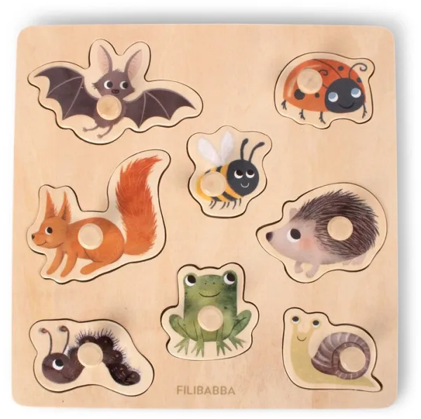 Silhouette-puslespill i tre - Skogens dyr